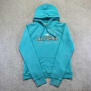Hollister California Hoodie Youth Girls XL Turquoise Blue Pullover Y2k Stains